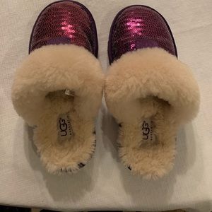 Ugg slippers girls size 2 purple sequin